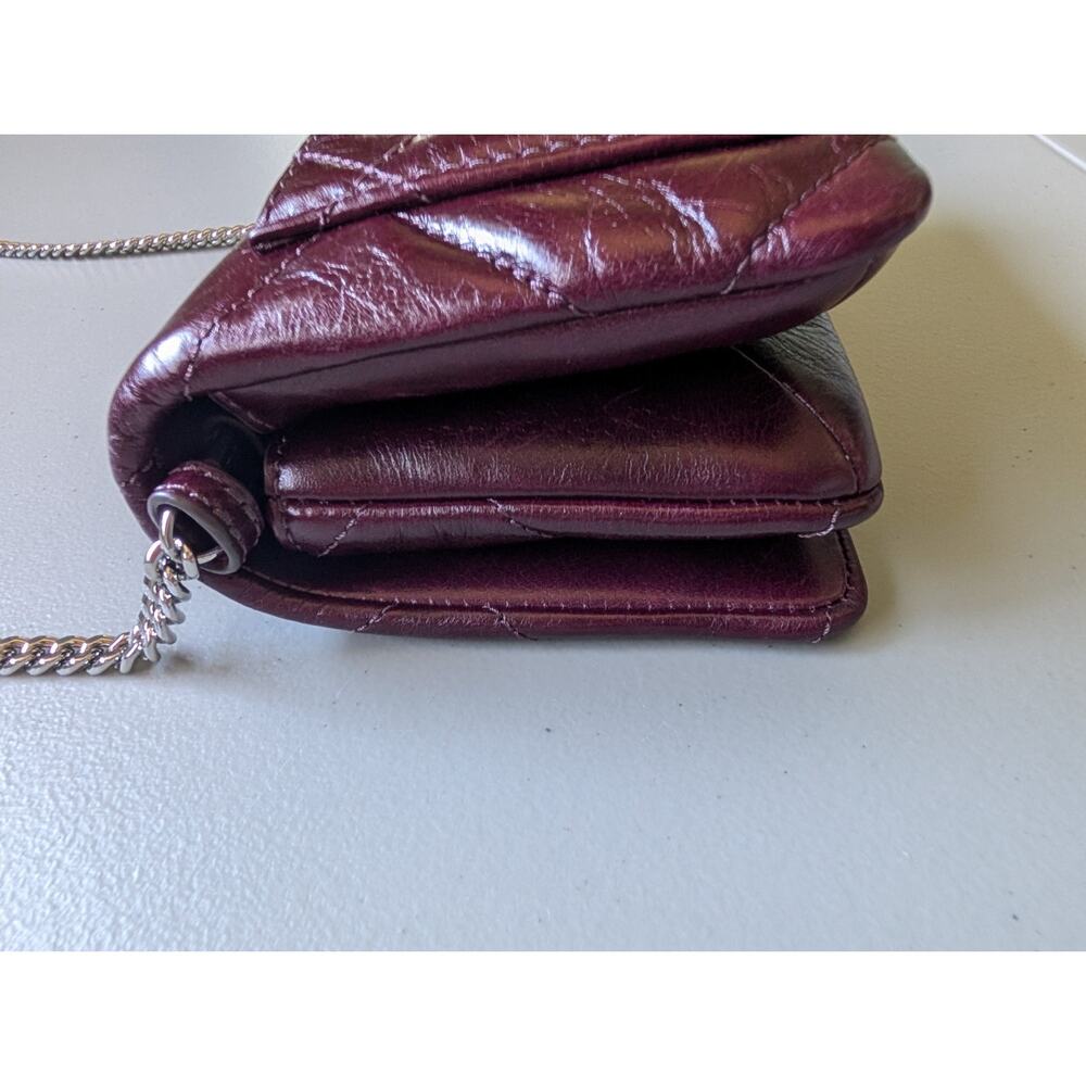 Tory Burch KIRA DIAMOND Quilt Distressed Crossbody Dark Carmine - Picture 5 of 16
